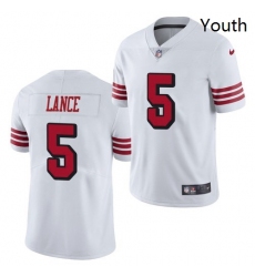 Wholesale Cheap Youth San Francisco 49ers #5 Trey Lance Jersey White 2021 Color Rush Limited