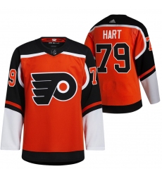 Wholesale Cheap Men\'s Philadelphia Flyers #79 Carter Hart Orange 2021 Reverse Retro Authentic Jersey