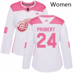 Wholesale Cheap Womens Adidas Detroit Red Wings 24 Bob Probert Authentic WhitePink Fashion NHL Jersey