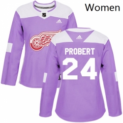 Wholesale Cheap Womens Adidas Detroit Red Wings 24 Bob Probert Authentic Purple Fights Cancer Practice NHL Jersey