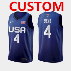 Wholesale Cheap Men\'s USA Team Custom Away Blue 2021 Tokyo Olympics Jersey