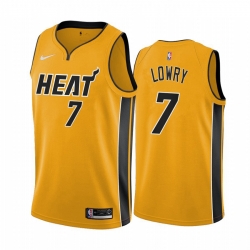 Wholesale Cheap Men Miami Heat 7 Kyle Lowry Yellow NBA Swingman 2020 21 Earned Edition Jersey