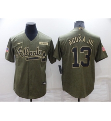 Wholesale Cheap Men\'s Atlanta Braves #13 Ronald Acuna Jr. Salute To Service Stitched Baseball Jersey