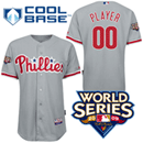 Wholesale Cheap Phillies Personalized Authentic Grey Cool Base w/2009 World Series Patch MLB Jersey (S-3XL)
