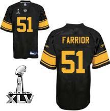 Wholesale Cheap Steelers #51 James Farrior Black With Yellow Number Super Bowl XLV Stitched NFL Jersey