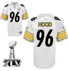 Wholesale Cheap Steelers #96 Evander Hood White Super Bowl XLV Stitched NFL Jersey