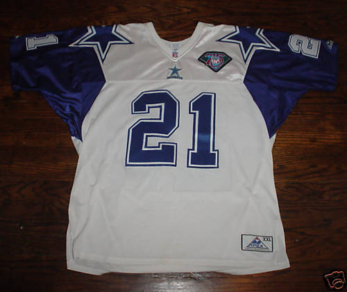 Wholesale Cheap Mitchell & Ness Cowboys #21 Deion Sanders White With 75TH Stitched NFL Jersey