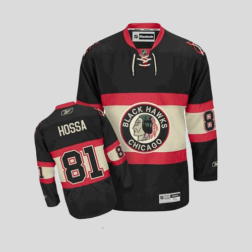 Wholesale Cheap Blackhawks #81 Marian Hossa Embroidered Black New Third Youth NHL Jersey